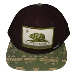 Official California Republic Flag Bear Wool Snapback Hat Cap Burgundy Camouflage